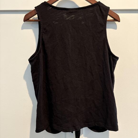 78 & Sunny Women Medium Black Button Front Tie Hem Sleeveless Casual Tank Top - Picture 6 of 11